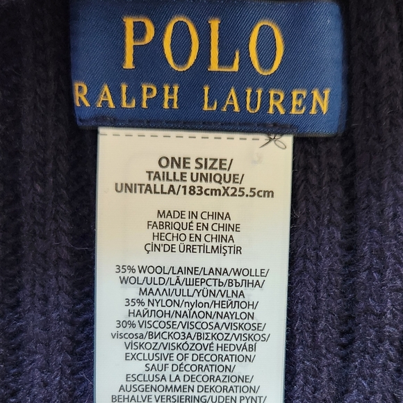 NWT Polo Ralph Lauren Beanie Hat & Scarf Set Navy Blue Men's Accessories Unisex - Picture 5 of 6